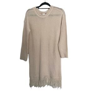 Earth Bound Long Fringe Sweater Dress Large